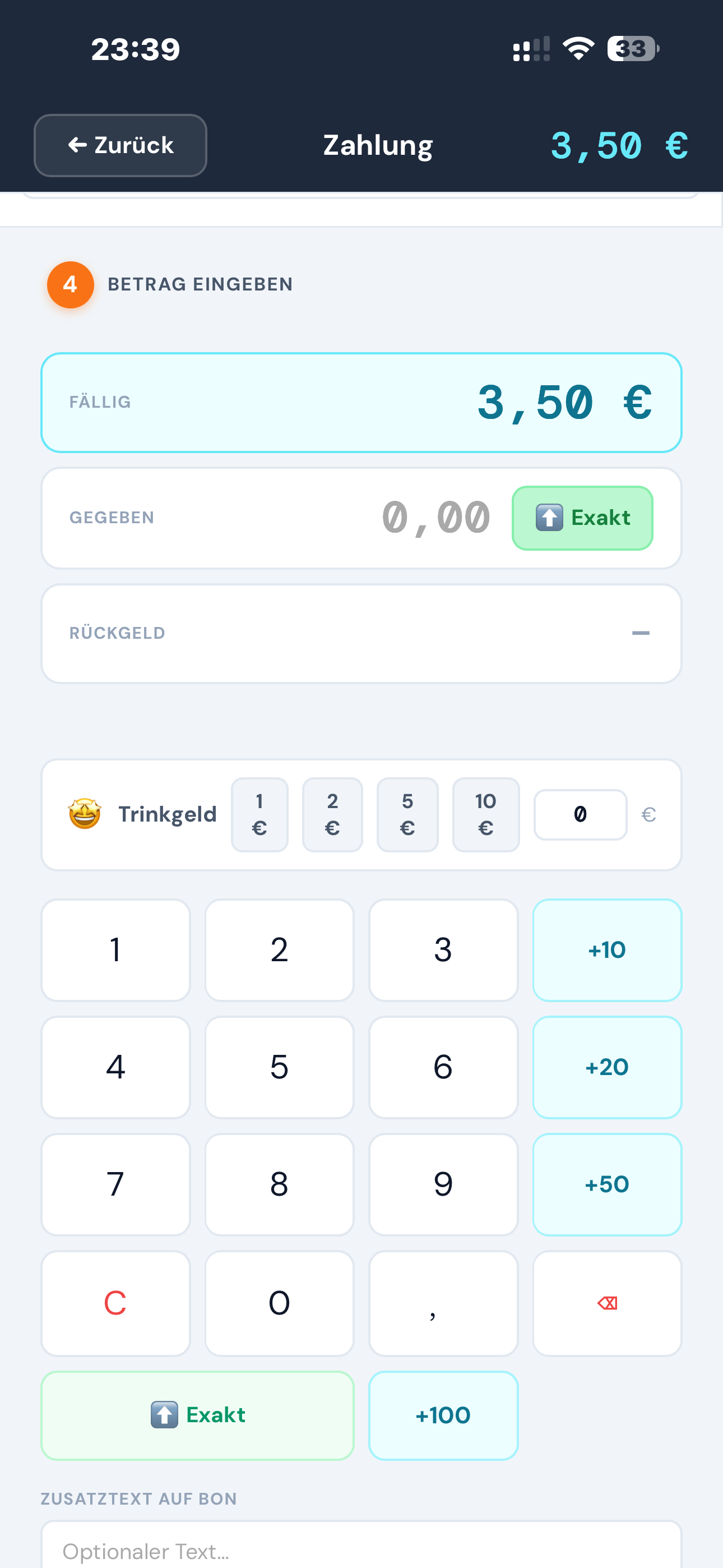 OrgPOS am Handy: Bezahlen